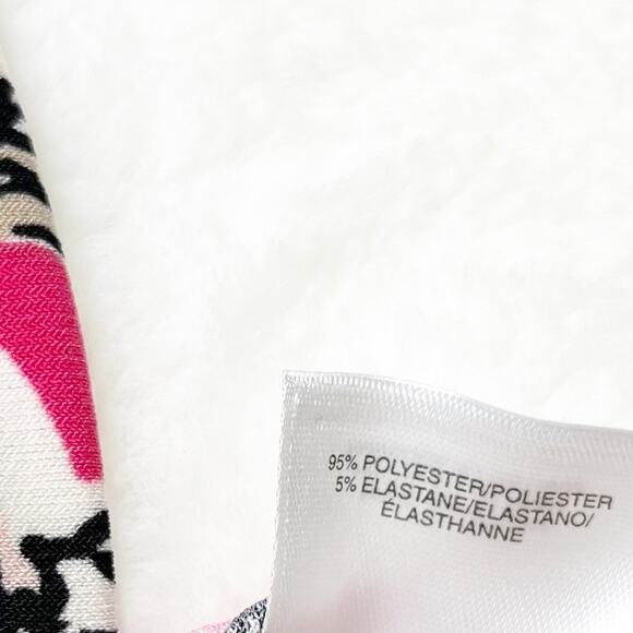 JONES STUDIO Pink & Black Paisley Keyhole Top 3/4 Ruffle Sleeves Blouse Petite - Picture 8 of 8